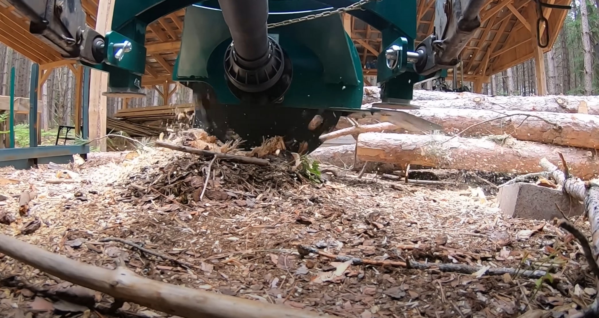 Professional stump grinding equipment removing tree stump efficiently